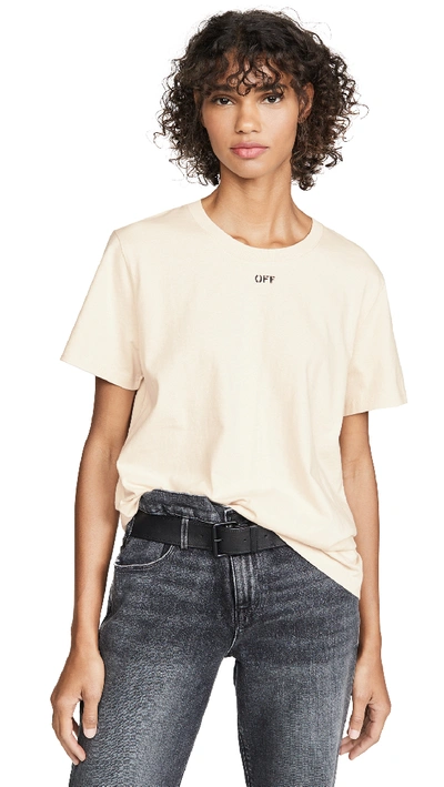Off-white Floral And Logo-print Cotton T-shirt In Beige