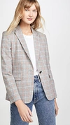 Rag & Bone Rylie Check One-button Wool Blazer In Grey Check