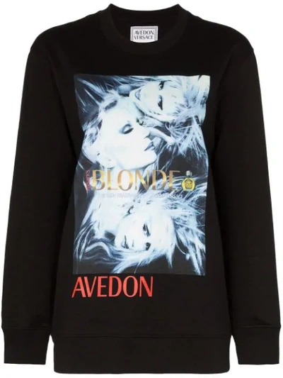 Versace Donatella Print Sweatshirt In Black