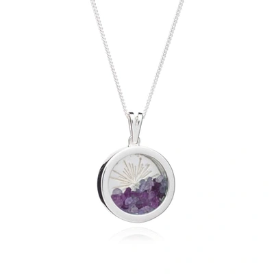 Rachel Jackson London Sunburst Birthstone Amulet Necklace Silver February