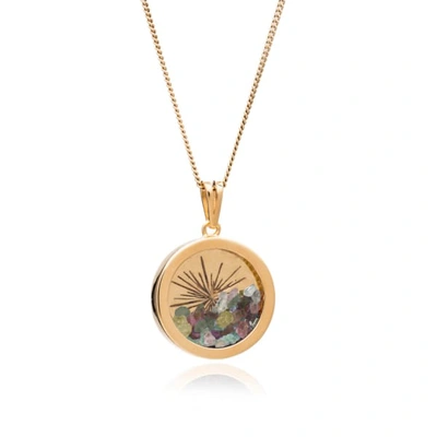 Rachel Jackson London Sunburst Birthstone Amulet Necklace Gold October