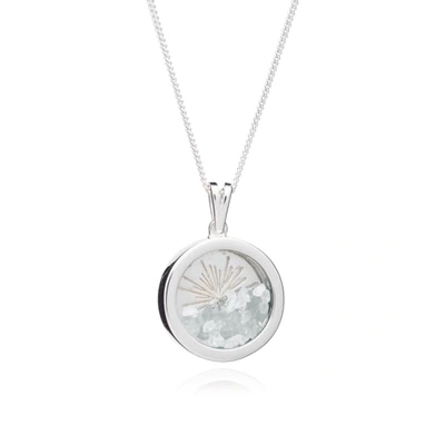 Rachel Jackson London Sunburst Birthstone Amulet Necklace Silver April