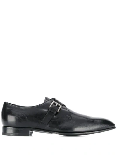 Prada Distressed Effect Monk Shoes In F0002  Nero