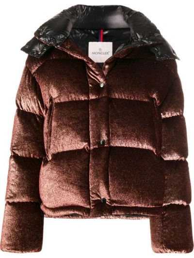 Moncler 'caille' Detachable Hood Down Puffer Jacket In Brown