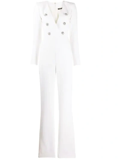 Balmain Double-breasted Jumpsuit In White