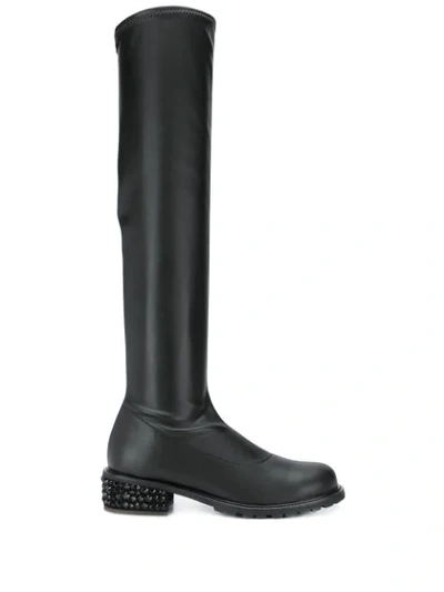 Giuseppe Zanotti Embellished Heel Knee High Boots In Black