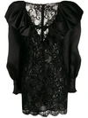 ALESSANDRA RICH SEQUIN EMBROIDERED LACE DRESS