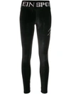 PLEIN SPORT EMBELLISHED LOGO LEGGINGS