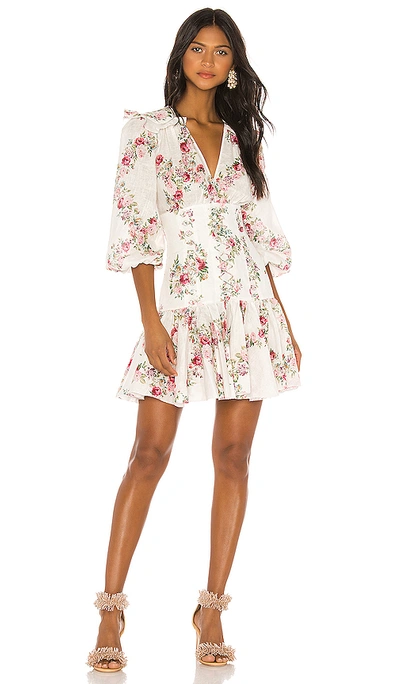 Zimmermann Honour Floral Print Corset Mini Dress In Multi