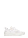 AMI ALEXANDRE MATTIUSSI SNEAKERS IN WHITE LEATHER AND FABRIC,11072681