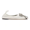 LOEWE LOEWE WHITE STRASSED BOW BALLERINA FLATS