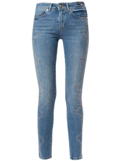 Versace Jeans Crystal-embellished Skinny Jeans In Blue