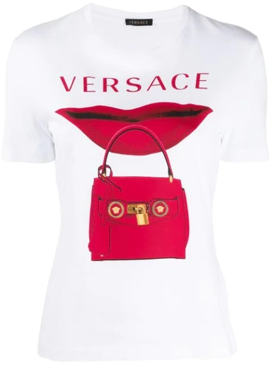 Versace 印花纯棉平纹布 T 恤 In White