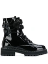 LIU •JO BOW AND STUDS LACE-UP BOOTS