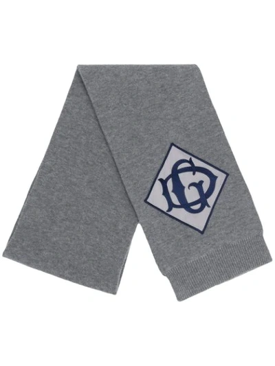 Dolce & Gabbana Embroidered Logo Patch Scarf In Grey