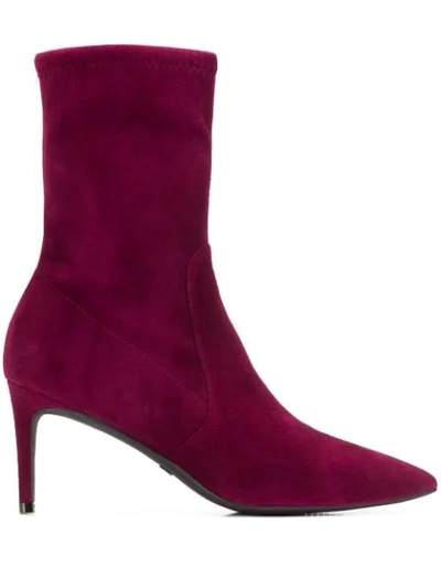 Stuart Weitzman Wren Suede Ankle Boots In Purple