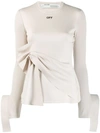 OFF-WHITE RUCHED WAIST DETAIL TOP