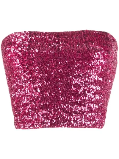 Andamane Sequin Cropped Top In Pink