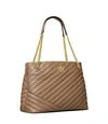 Tory Burch Kira Chevron Quilted Leather Tote In Classic Taupe