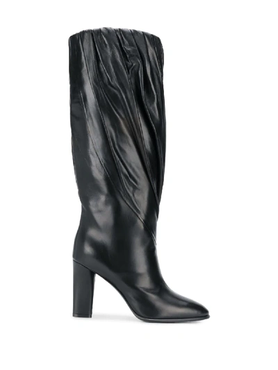 Givenchy Gathered Knee-high Leather Boots In Black