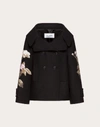 VALENTINO DRILL DRAP PEA COAT WITH EMBROIDERED UNDERCOVER PATCH