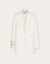 Valentino Compact Drap With Poetry Coat In Cream Color In Ivory