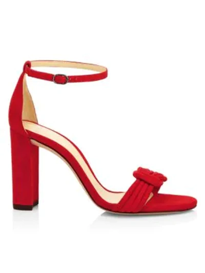 Alexandre Birman Vicky Knotted Suede Sandals In New Flame