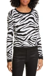 ALICE AND OLIVIA CONNIE ANIMAL PRINT STUD DETAIL STRETCH WOOL SWEATER,CC908S52704