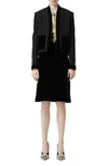 BURBERRY VELVET TRIM CROP JACKET,4561630