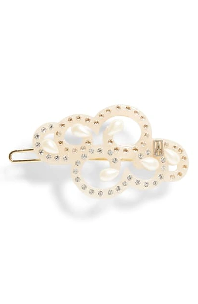 Alexandre De Paris Crystal Side Barrette In Beige