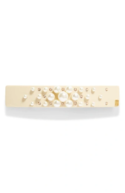 Alexandre De Paris Imitation Pearl Barrette In Beige