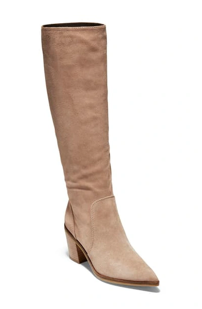 Cole Haan Willa Knee-high Suede Boots In Stone Taupe