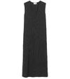 GANNI Heavy Crepe Stripe Dress in Black