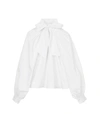 GANNI Cotton Poplin Tie Neck Shirt in Bright White