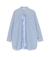 GANNI Striped Cotton Poplin Shirt in Egret/Estate Blue