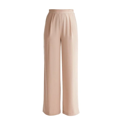 Paisie Palazzo Trousers With Subtle Stripes And Waist Piping In Blush