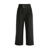 PAISIE Jersey Wide Leg Trousers With Front Pleats & O-Ring Belt In Black
