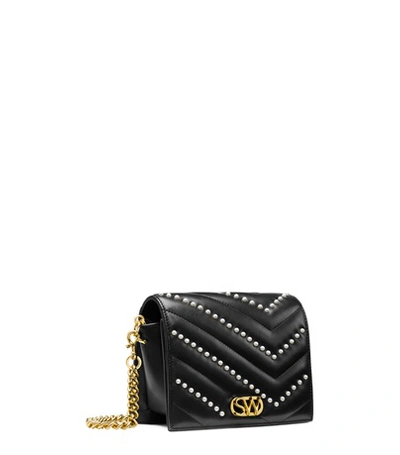 Stuart Weitzman The Della Quilted Pearl Small In Black Nappa Leather