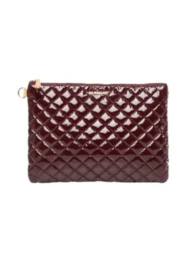 Mz Wallace Metro Pouch In Port Lacquer/gold