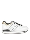 HOGAN H222 WHITE AND GOLD LEATHER SNEAKERS