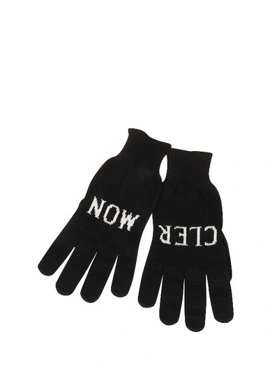 Moncler Intarsia Logo Wool Knit Gloves In Black