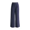 PAISIE Palazzo Trousers With Subtle Stripes & Waist Piping In Navy