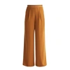 PAISIE Palazzo Trousers With Subtle Stripes & Waist Piping In Camel