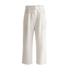 PAISIE Jersey Wide Leg Trousers With Front Pleats & O-Ring Belt In White