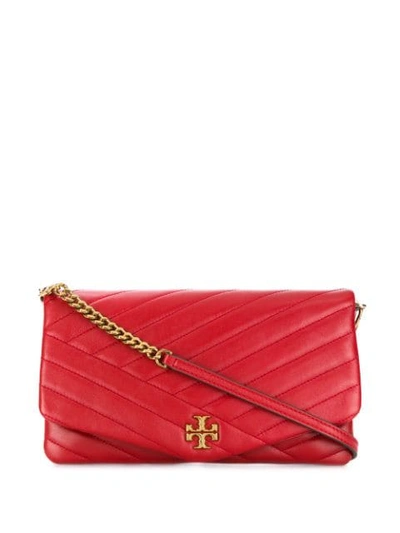 Tory Burch Kira Chevron Quilted Leather Clutch In Red Apple/gold