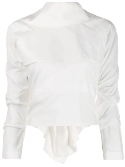 A.w.a.k.e. Ruched Cotton Blouse In White