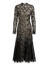 OSCAR DE LA RENTA Lace Long-Sleeve Trumpet Dress