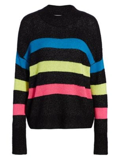 Rails Elise Cashmere Silk Stripe Sweater In Charcoal Neon Stripe
