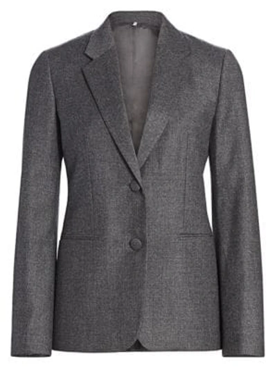 Helmut Lang Flannel Shrunken Virgin Wool Blazer In Beuys Grey