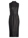 Akris Wrap Effect Leather Dress In Black